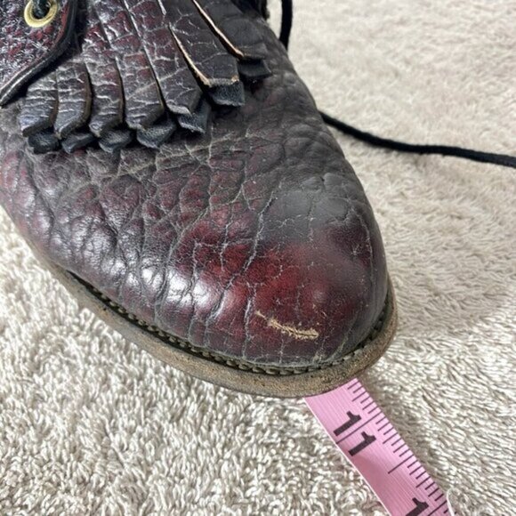 Vintage Justin Boots Pebbled Brown Burgundy Leather Packer Boots 7 - Picture 12 of 15